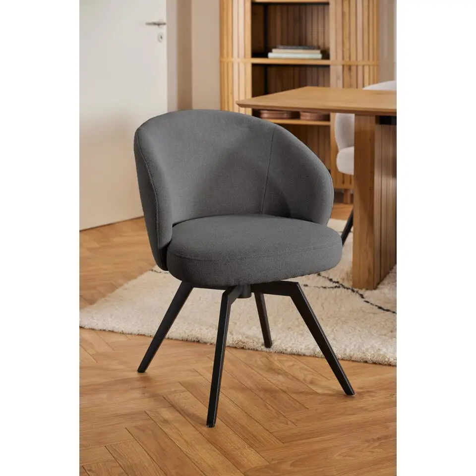 Eetkamerstoel Grijs Stof - Met Armleuning - Durin