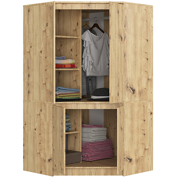 Armoire d'angle AKORD S100 Chêne Artisan 100 cm 4 portes façade Chêne Artisan 6 étagères 100x50x180 cm