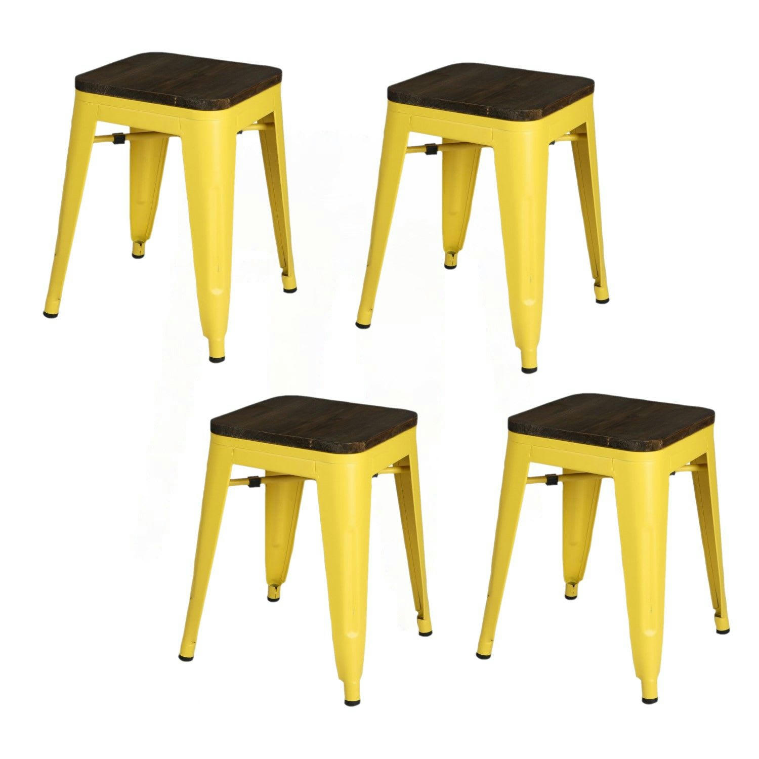 - Lot de 4 tabourets vintage jaune