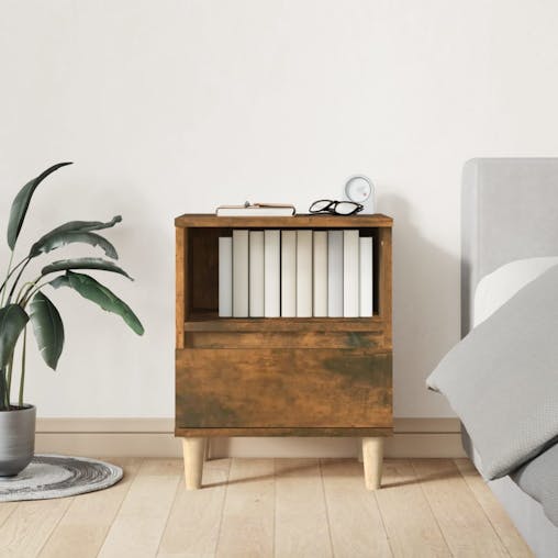 NNEVL Bedside Cabinets 2 pcs Smoked Oak 40x35x50 cm