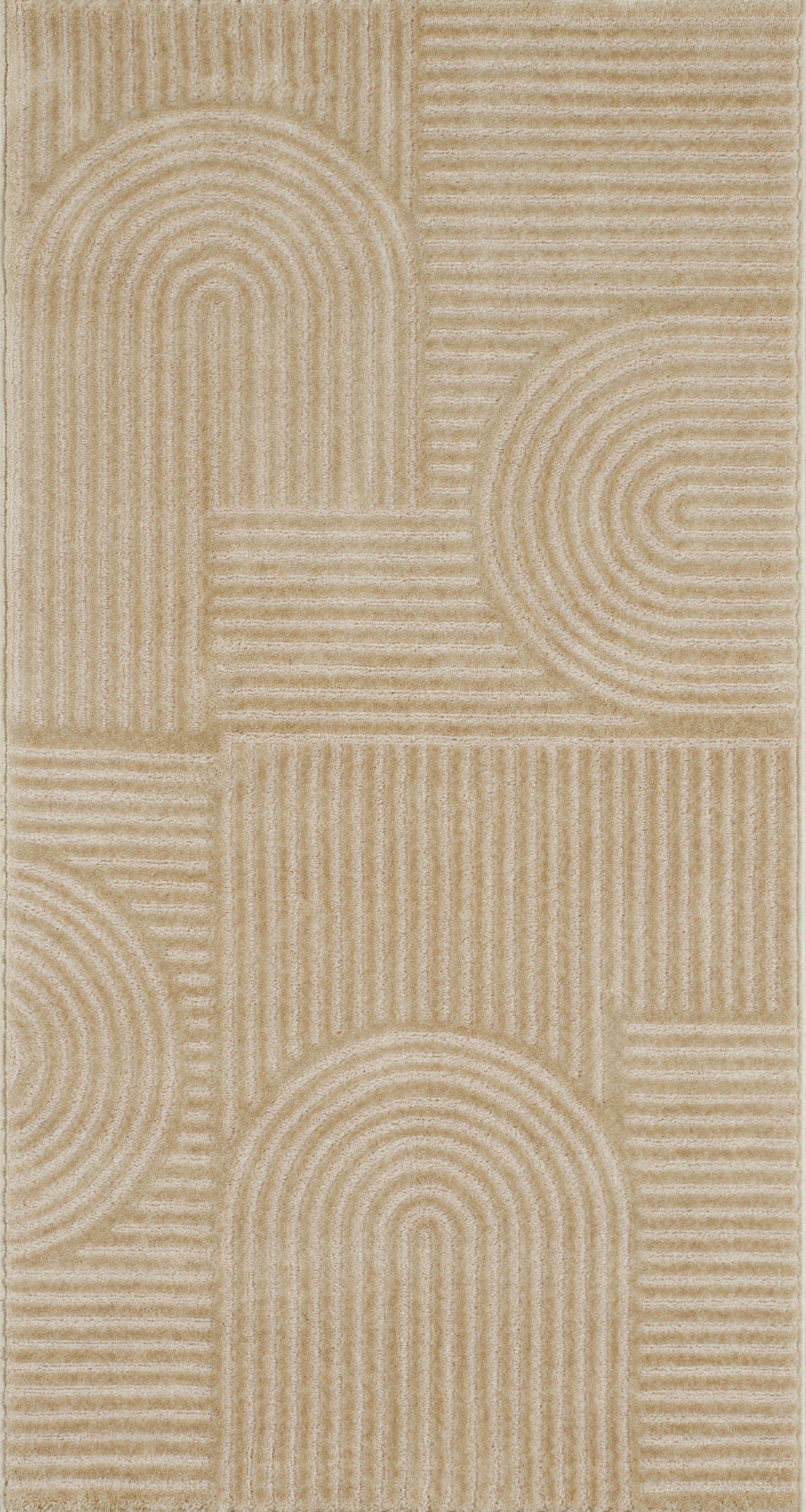 BIANCA - Tapis beige motif arc relief- 80x150