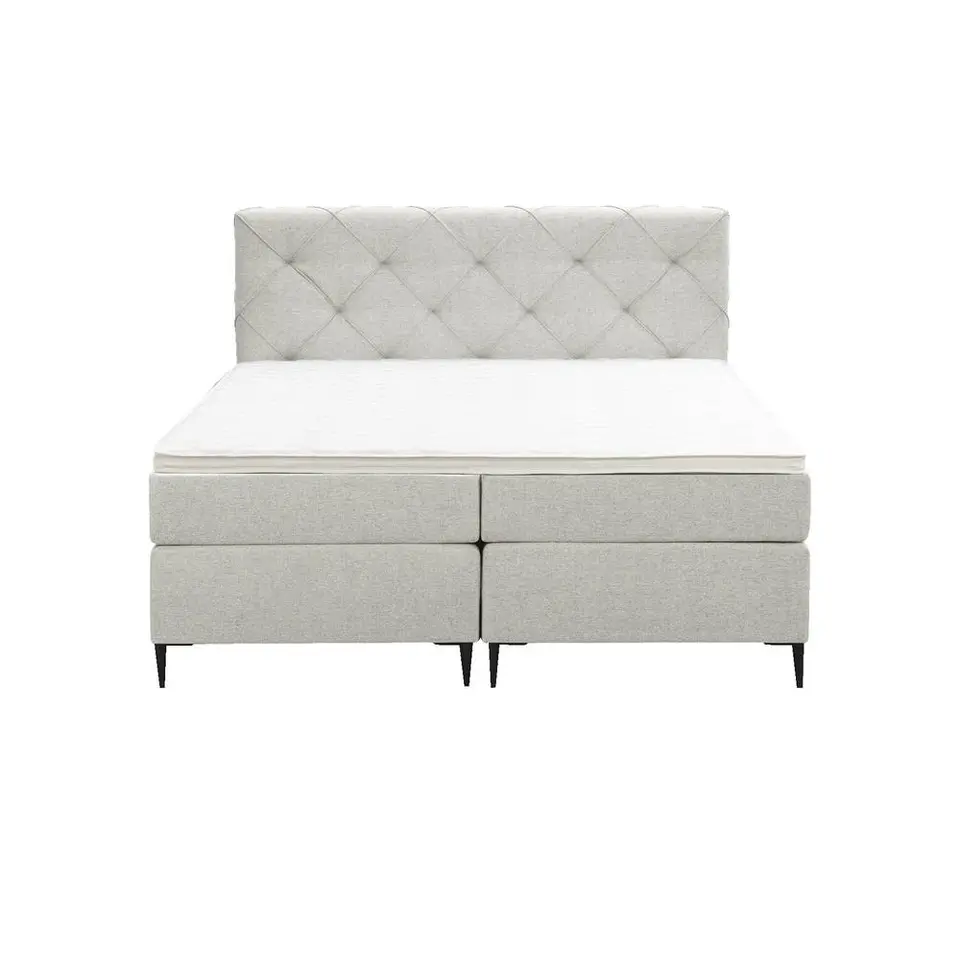 Boxspring Liv geruit - ecru - 180x200 cm - slanke poot
