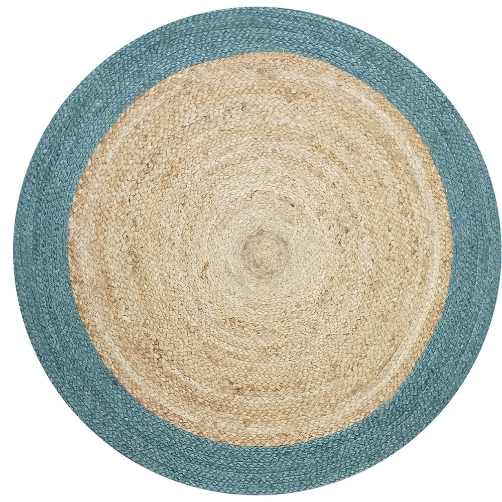 Tapis rond jute bordure verte Ø90cm