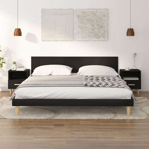 NNEVL Bedside Cabinets 2 pcs Black 40x35x47 cm