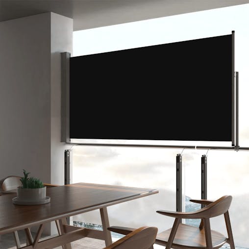 NNEVL Patio Retractable Side Awning 80x300 cm Black