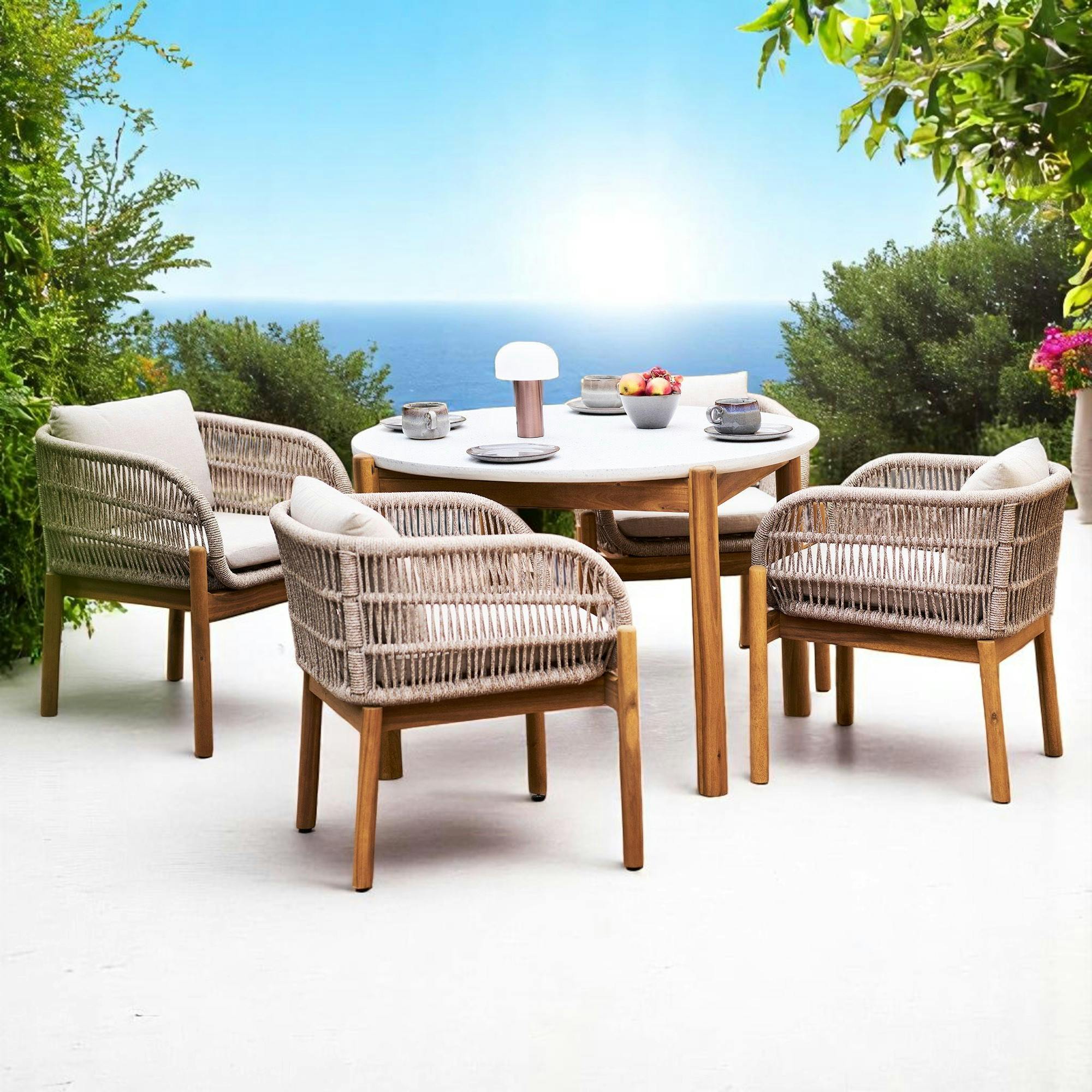 Chaise de jardin en bois d'acacia et corde tressée (lot de 2) MENDOZA