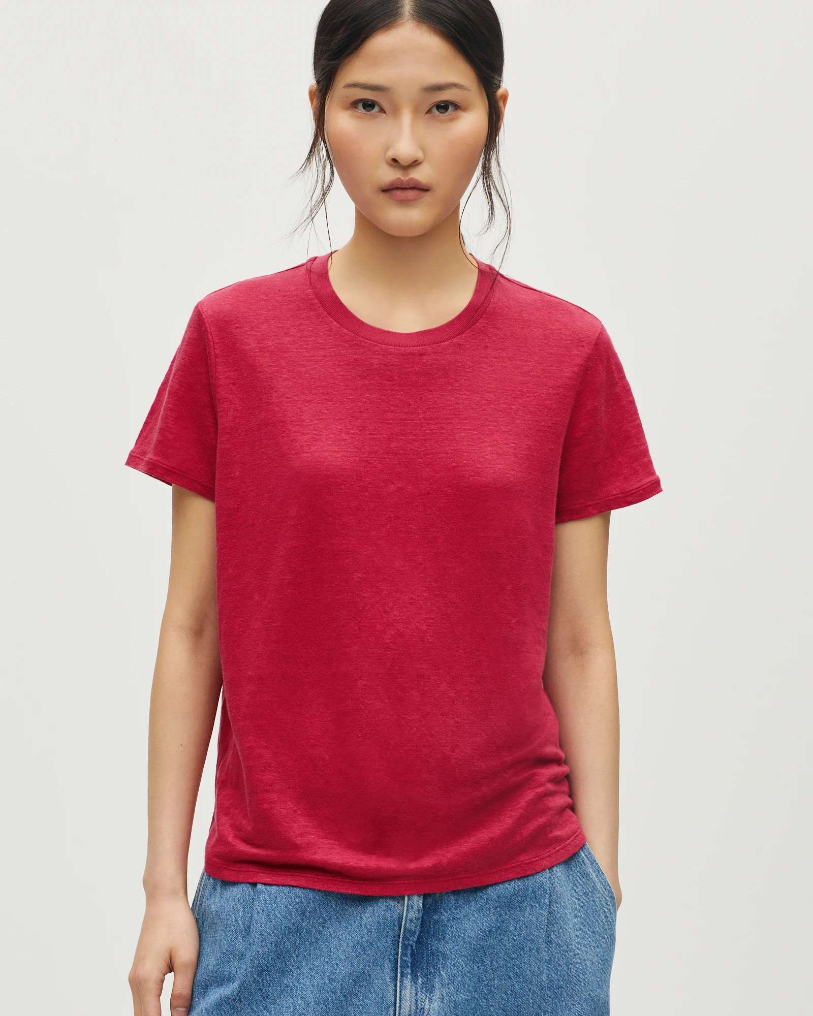 T-shirt col rond en lin