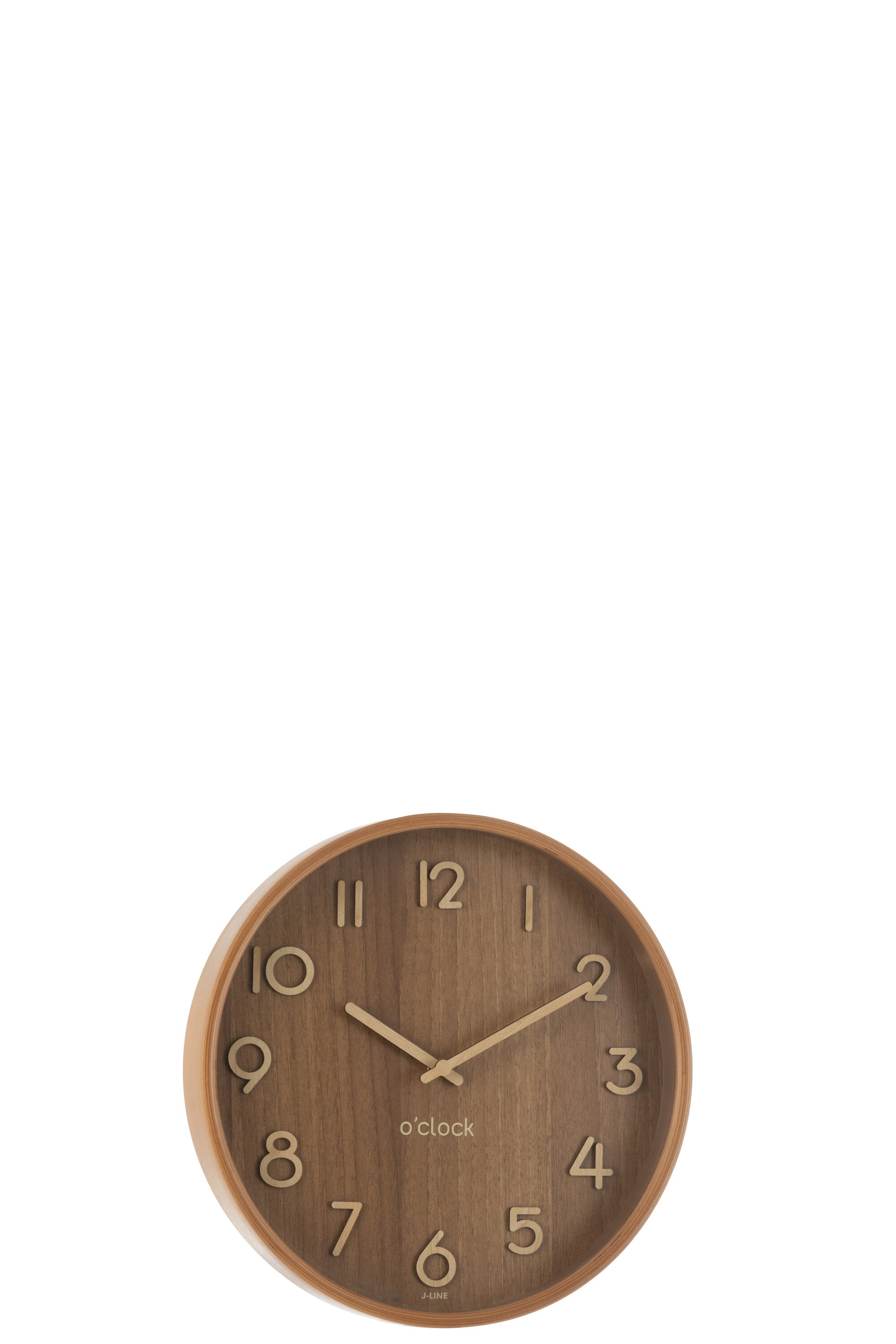 J-Line klok - multiplex hout - donker naturel - small - Ø 30