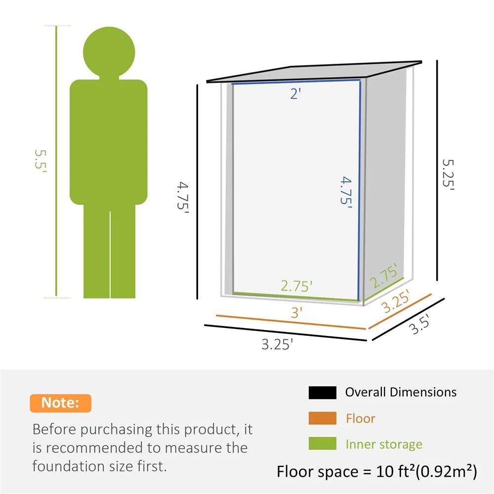 3.3' x 3.5' Galvanized Garden Tool House with Vents and Lockable Door