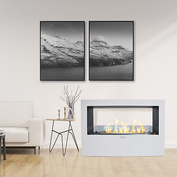 Cheminée au bioéthanol sur pied pour intérieur et extérieur Giotto S Blanc 100x30x70