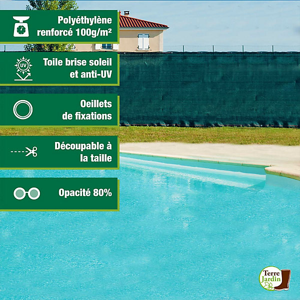 Brise vue 100 g/m2 1 x 10 Vert TERRE JARDIN