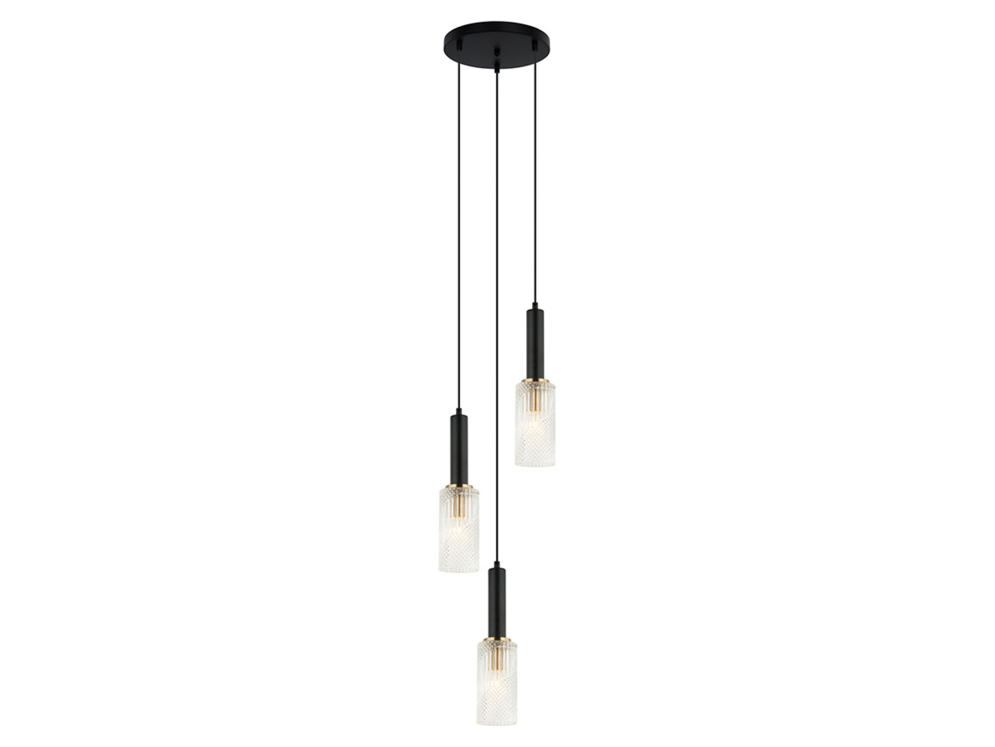 Lampa wisząca Perola 3-punktowa stalowa złoto-czarna