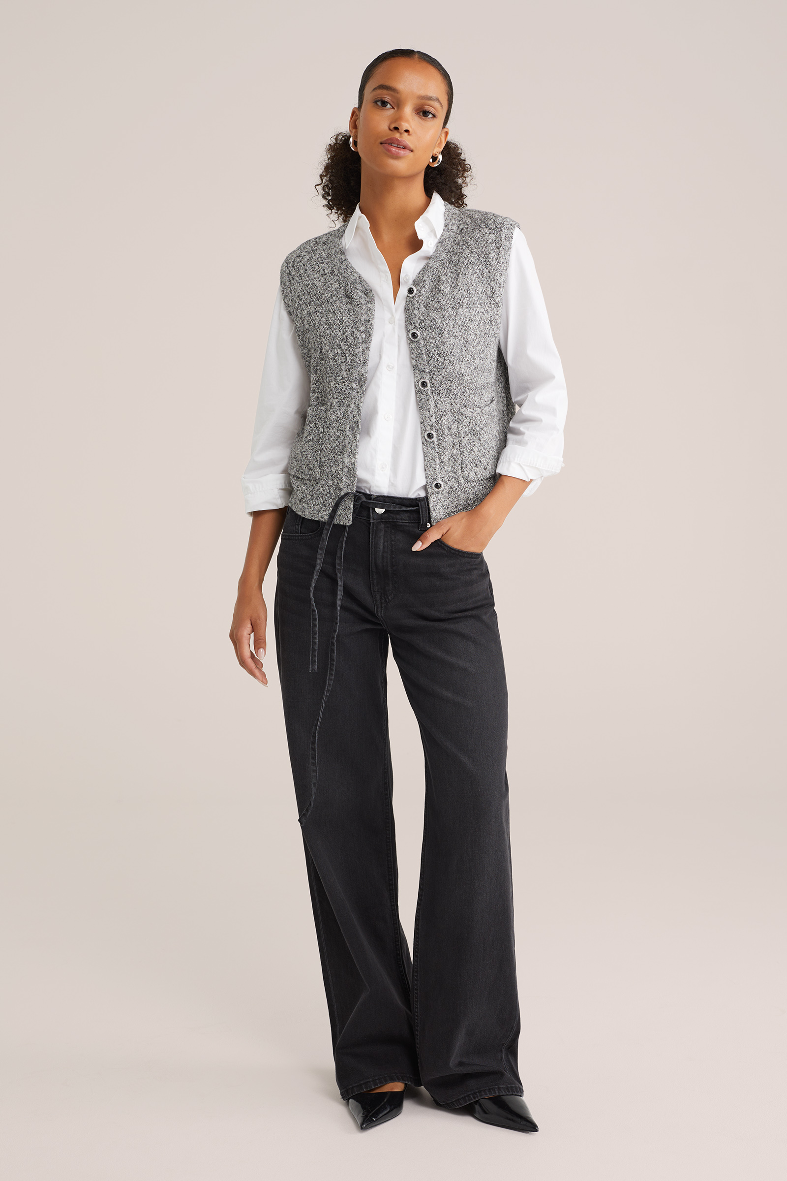 Dames gebreid vest met glittergaren