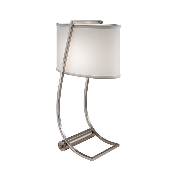 Lampa stołowa z abażurem srebrno-biała Lex 1xE27x60W wys:62,2cm Feiss