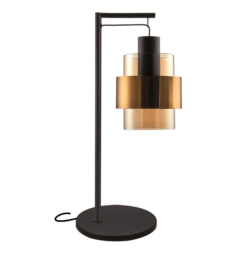 Freelight Freelight Tafellamp Chiasso Zwart Goud & Amber Glas 1
