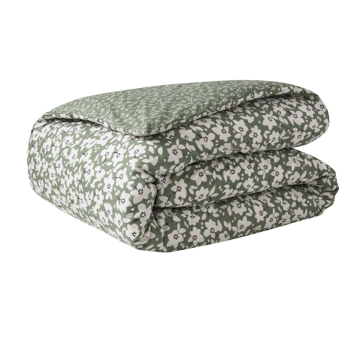 EMMA - Parure de lit imprimée en lyocell vert 200x200cm