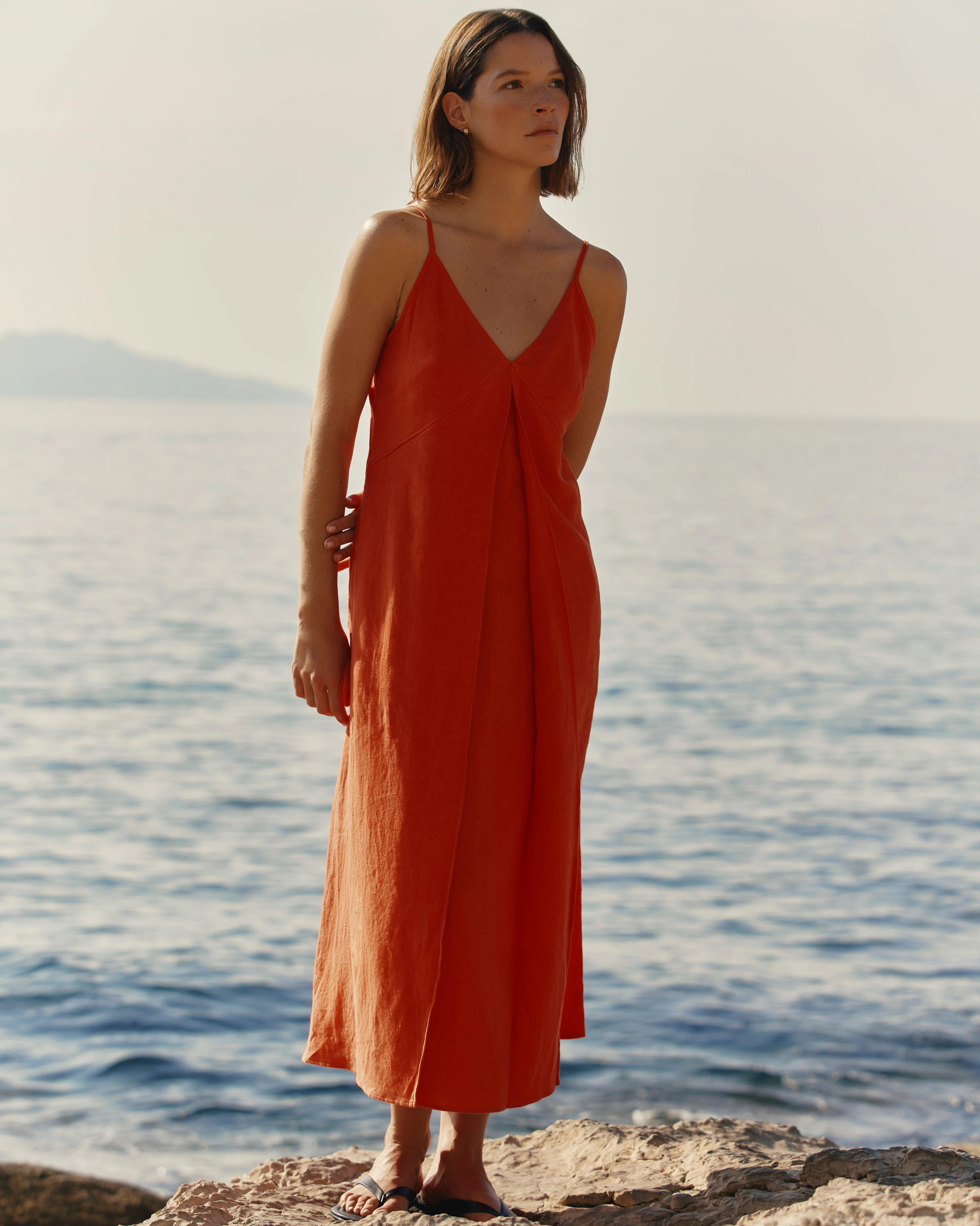 Robe longueur midi orange RIGATONI/13055/117