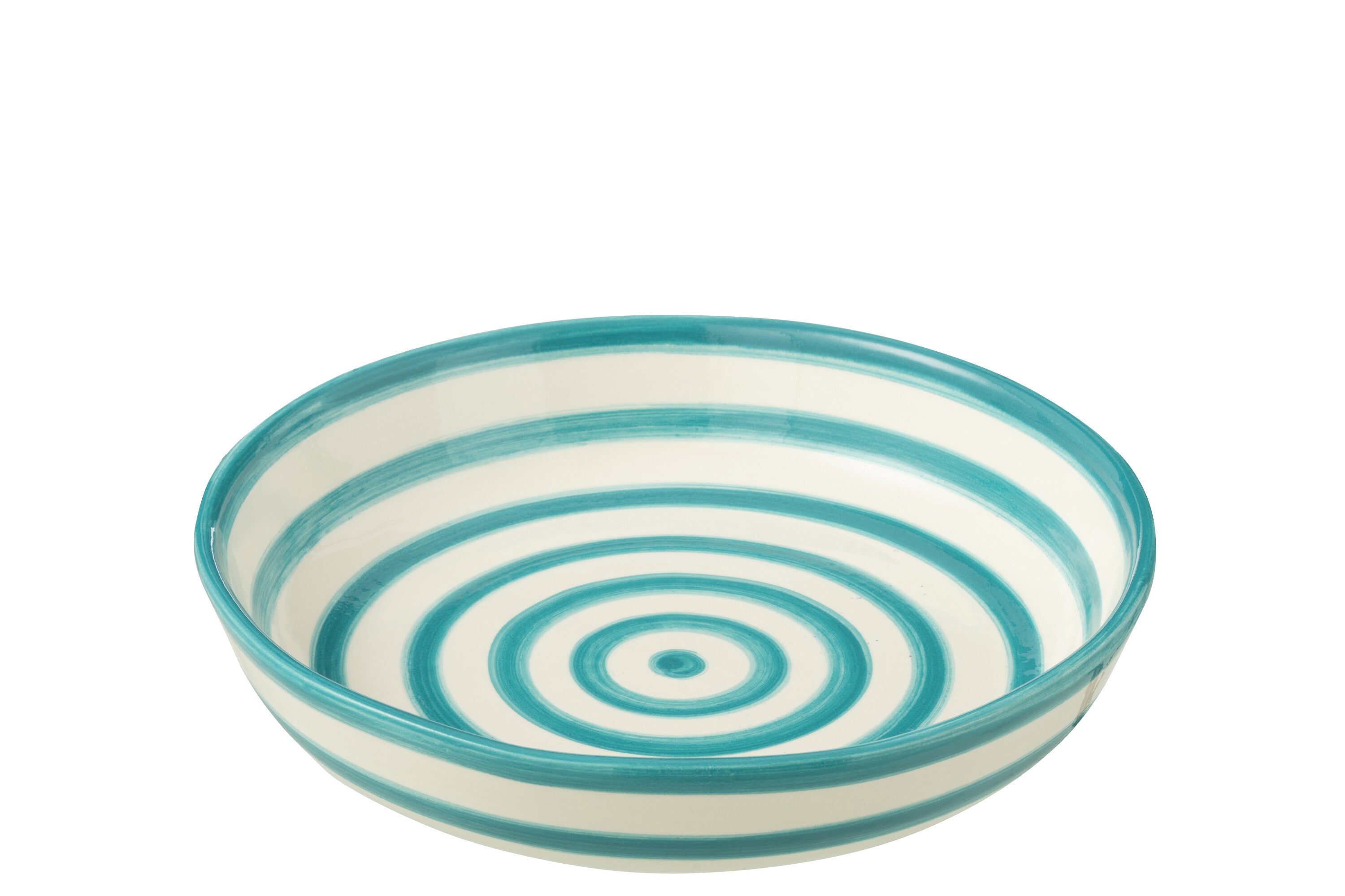 J-Line schaal Granada Stripes Low - keramiek - wit aqua - l
