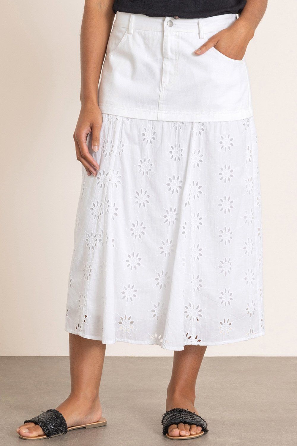 Klass. Eyelet Embroidered Cotton Midaxi Skirt