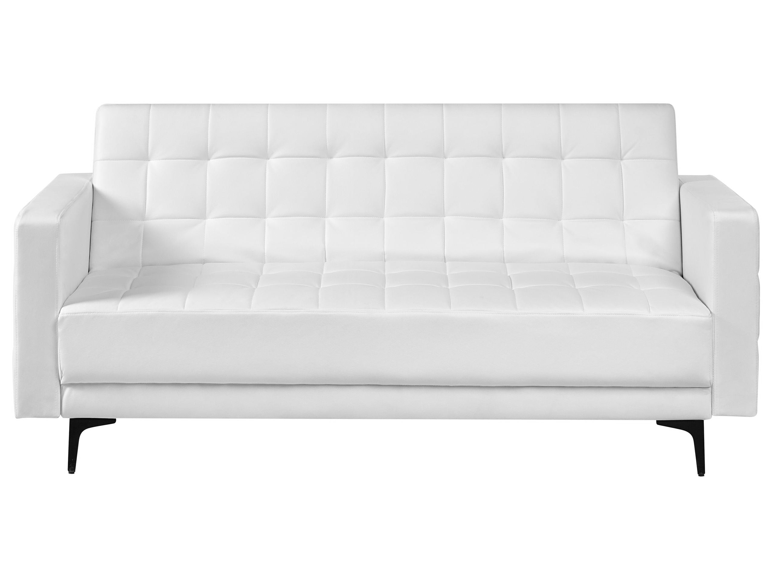 Modułowa sofa rozkładana 3-osobowa pikowana ekoskóra biała