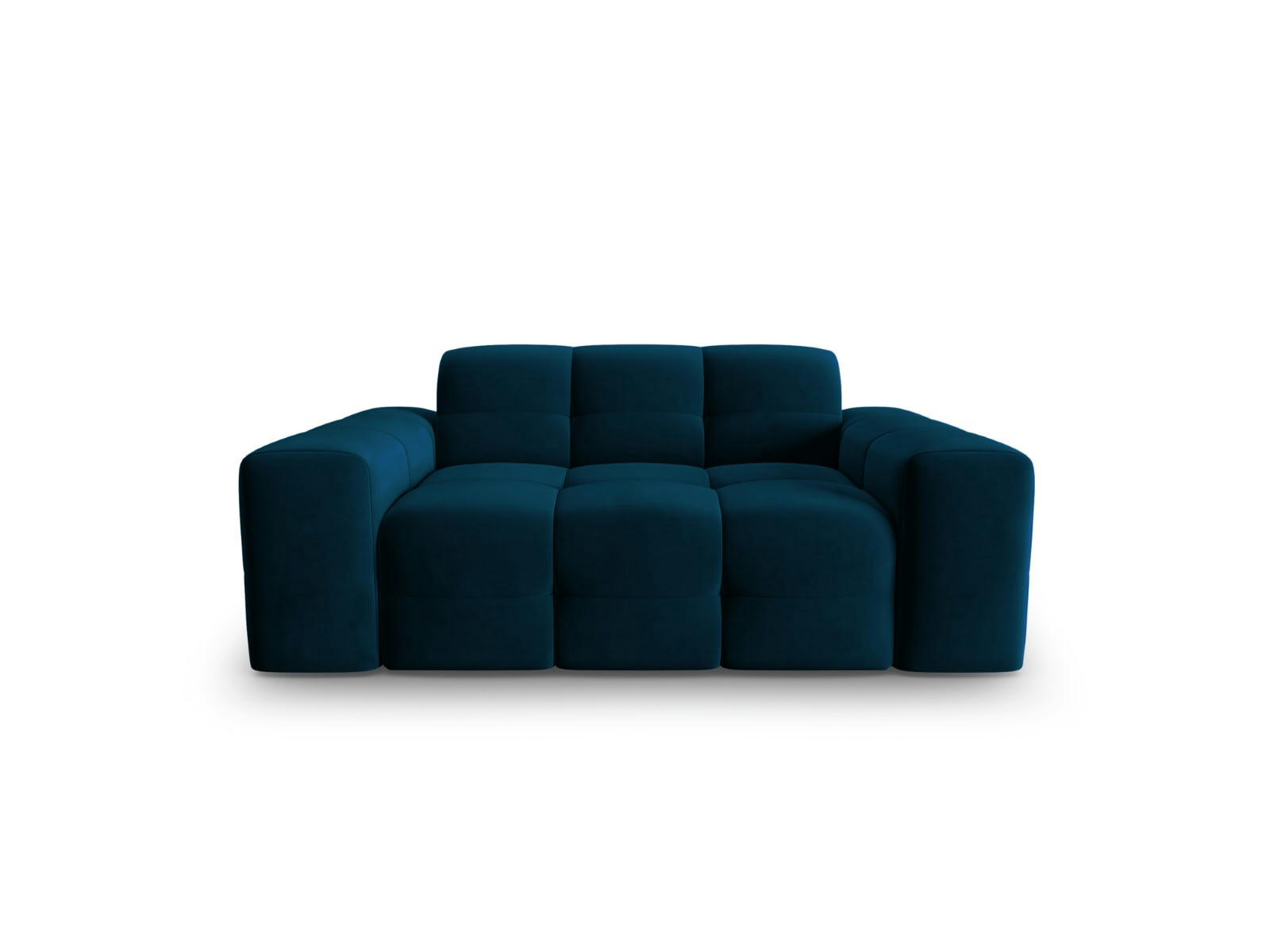 KENDAL - Canapé 2 places en tissu velours bleu marine