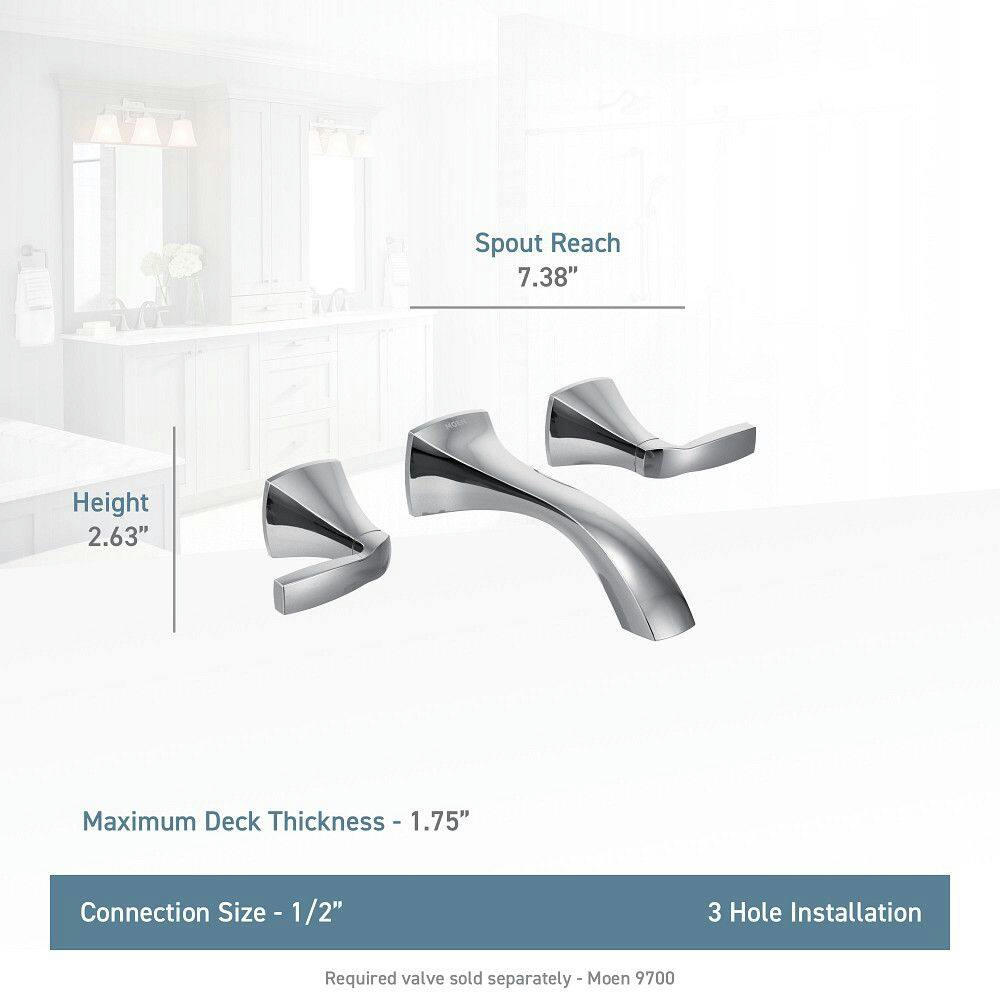Moen Voss Two-Handle Wall Mount Bathroom Faucet Trim Kit (Valve Required), Brushed Nickel