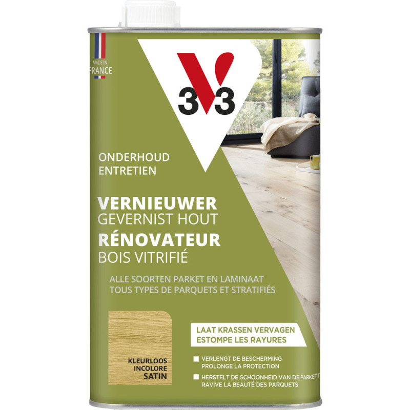 Rénovateur pour bois vitrifié incolore satiné 1 L V33