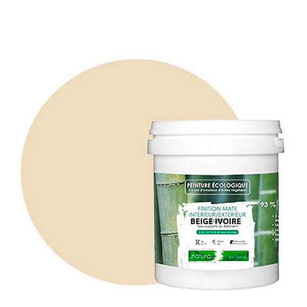 Beige Ivoire Peinture interieur exterieur aspect velours Natura - Beige Ivoire - 1L