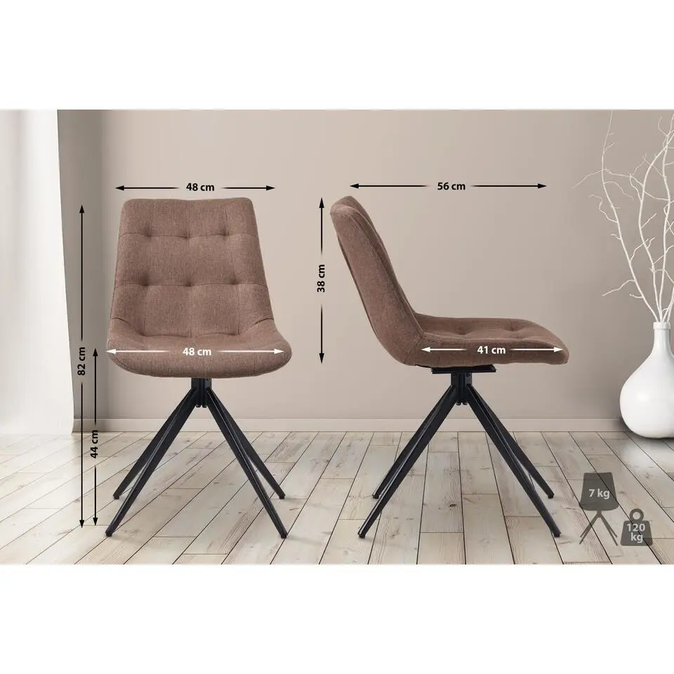 CLP Eetkamerstoel Merna zwart Frame - Stof - taupe