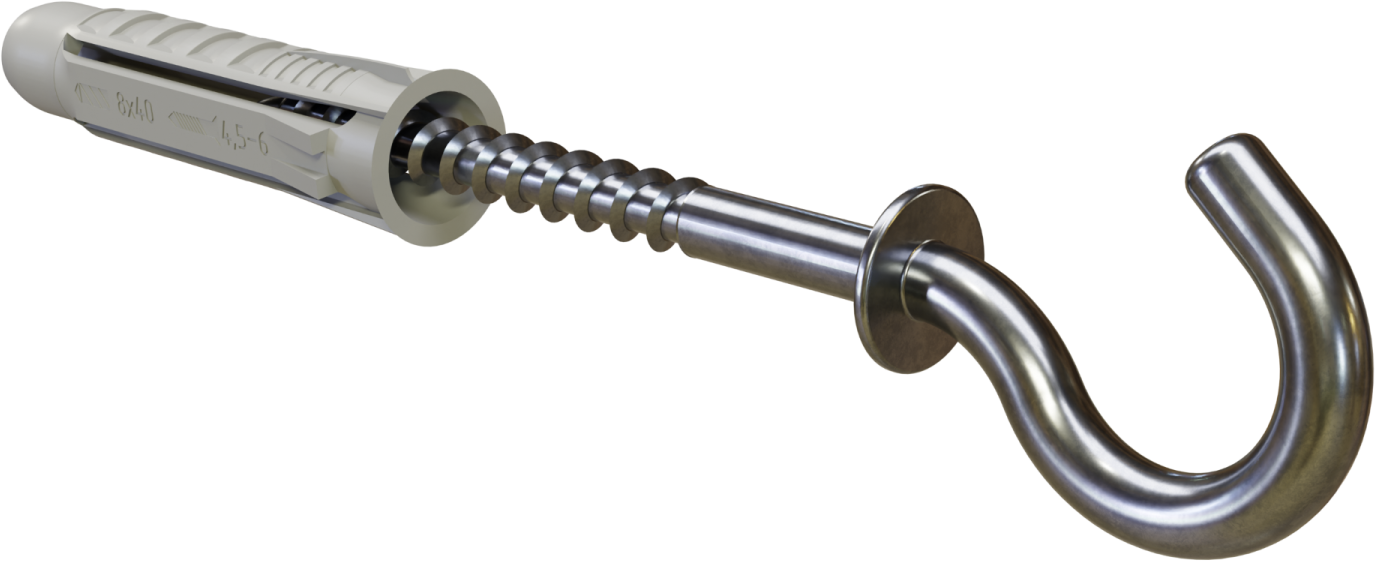 Kołek rozporowy uniwersalny z hakiem sufitowym RXHS śr. wiercenia: ø6mm , hak: ø4,0x36mm STALCO PERFECT RXHS-6/4,0x36