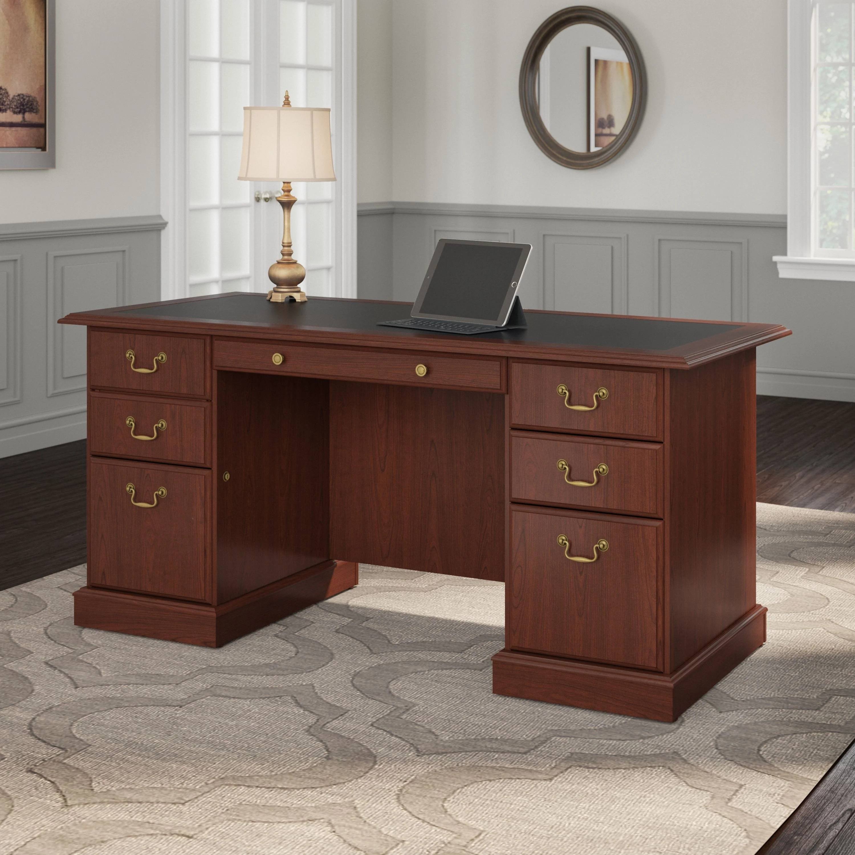 Bush Furniture Saratoga Executive Desk with Drawers and Storage