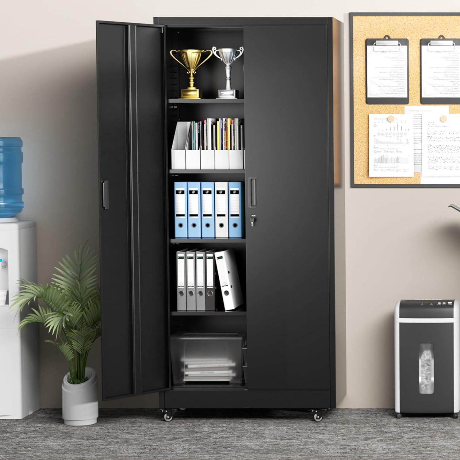 Greenvelly 73 Storage Cabinet with Wheels,Metal Rolling Garage Cabinet with Locking Doors and 4 Adjustable Shelves for Home,Kitchen,Office,Warehouse(32 W x 16 D)