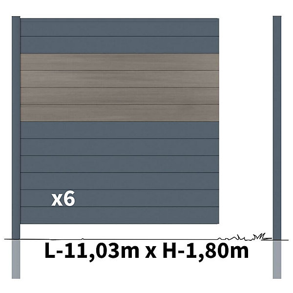 Kit clôture aluminium poteau à sceller - BAHIA &CRUZ Argent H-1,8m