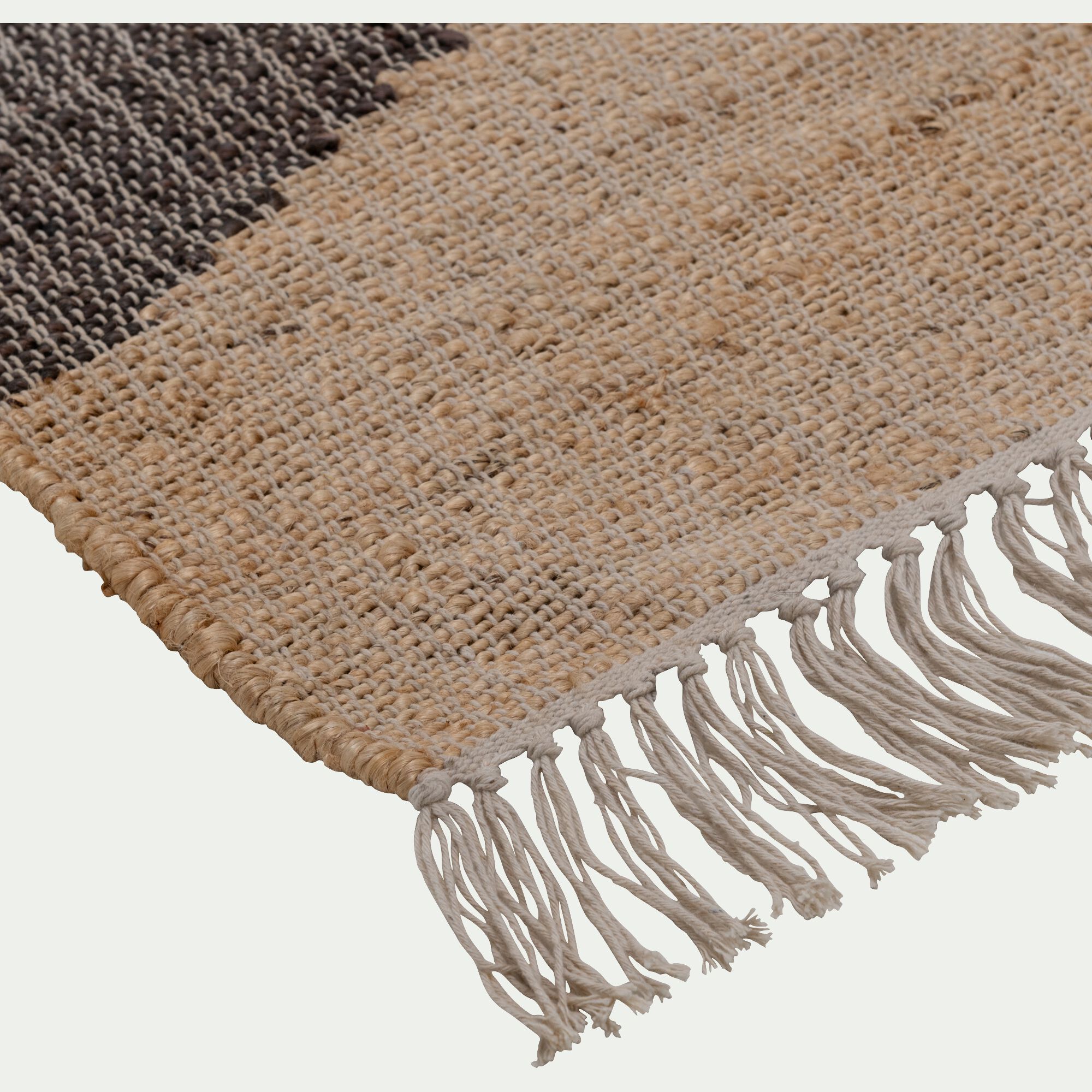 KAMA - Tapis en jute et coton à motifs 120x170cm - noir