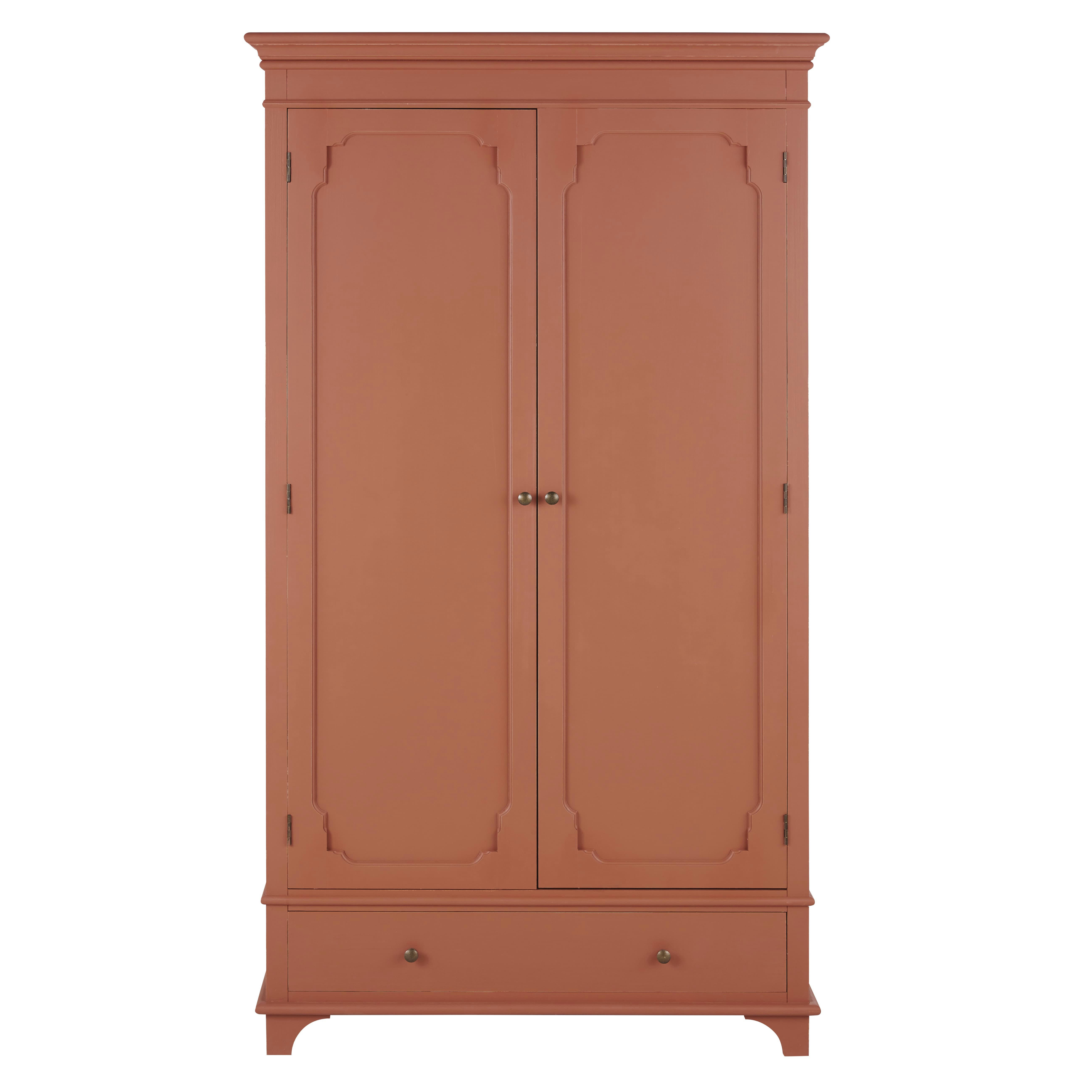 Selena - Armoire 2 portes battantes 1 tiroir terracotta