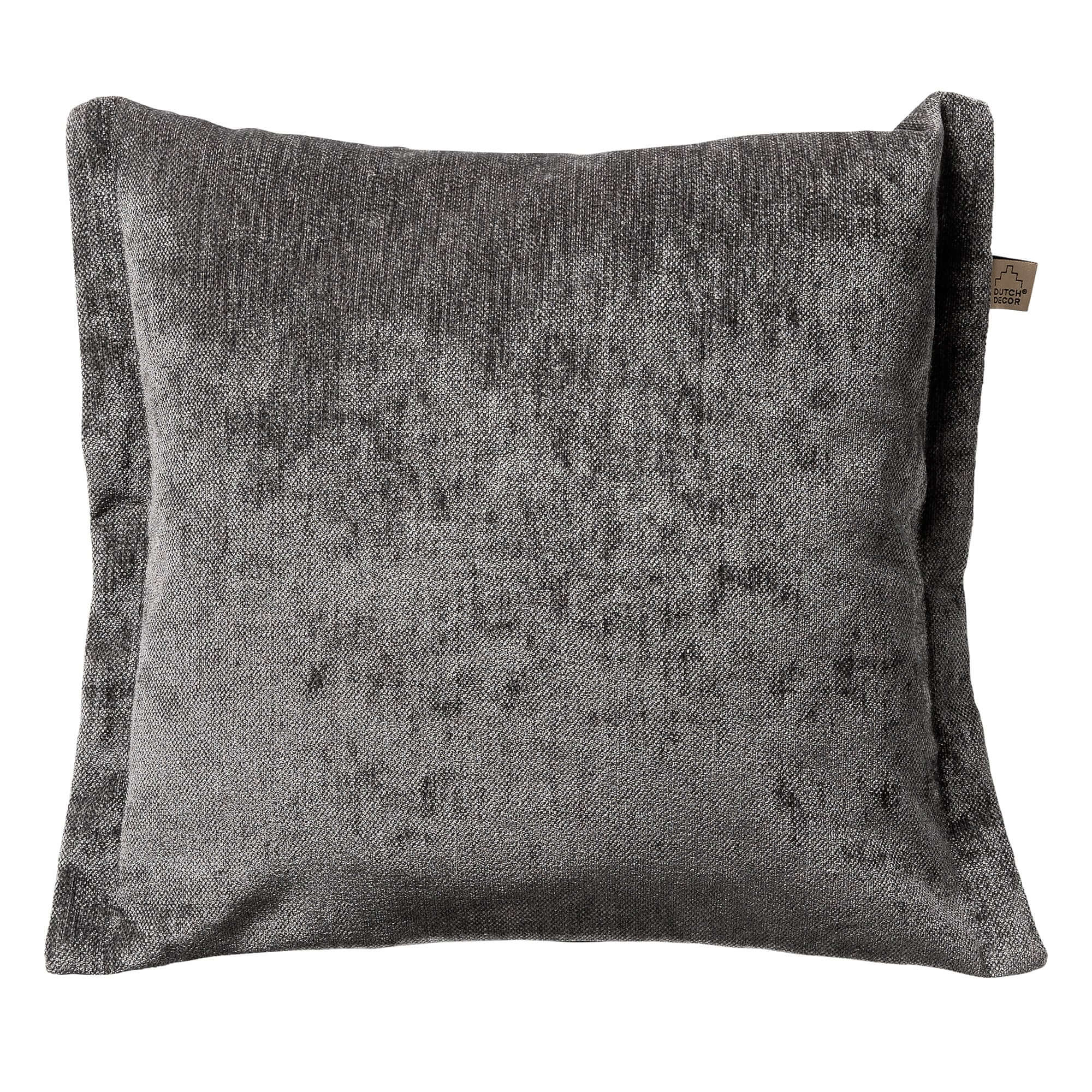 LEWIS - Kussenhoes 45x45 cm - fluweel - met sierrand - Charcoal Gray - antraciet
