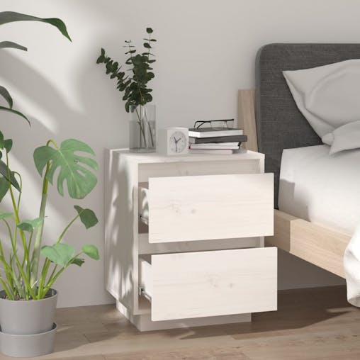 NNEVL Bedside Cabinets 2 pcs White 40x35x50 cm Solid Wood Pine