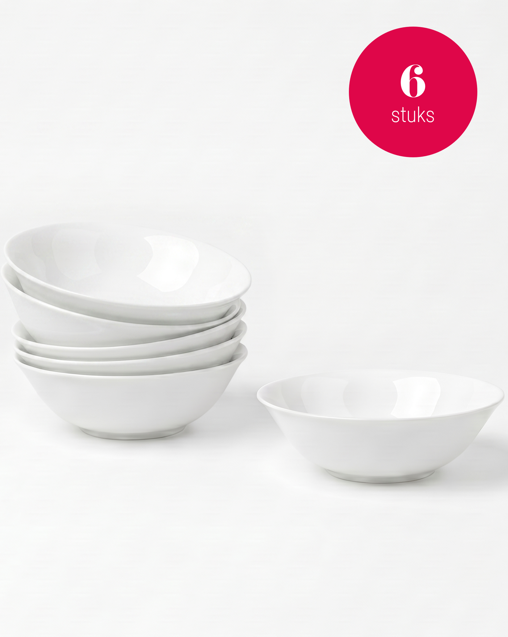 vtwonen - Saladekommen - Wit - 23 cm - Set van 6