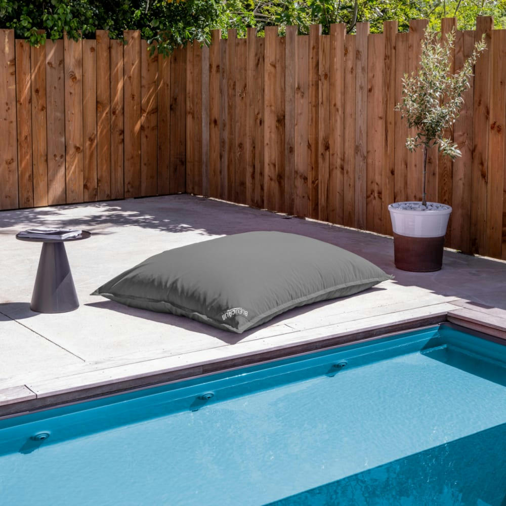 POUF XL - Pouf géant d'éxterieur en tissu déhoussable anthracite 130x165cm