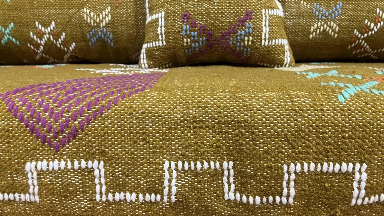 Moroccan Sofa Handmade | Green Berber Floor Couch | Boho Lounge Furniture | Moroccan Living Room Sofa | Handmade Low Seating