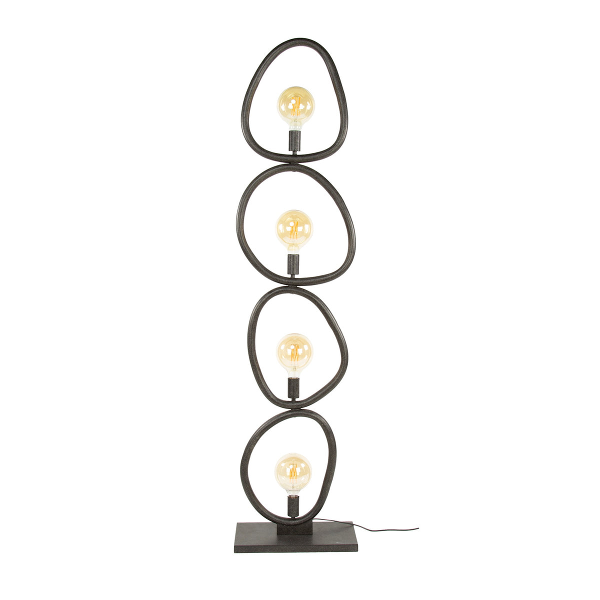 Giga Meubel Vloerlamp Pebble - Zwart Metaal - 4-Lichts - 40x20x165cm