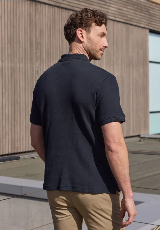 Poloshirt mit Zipper und Struktur