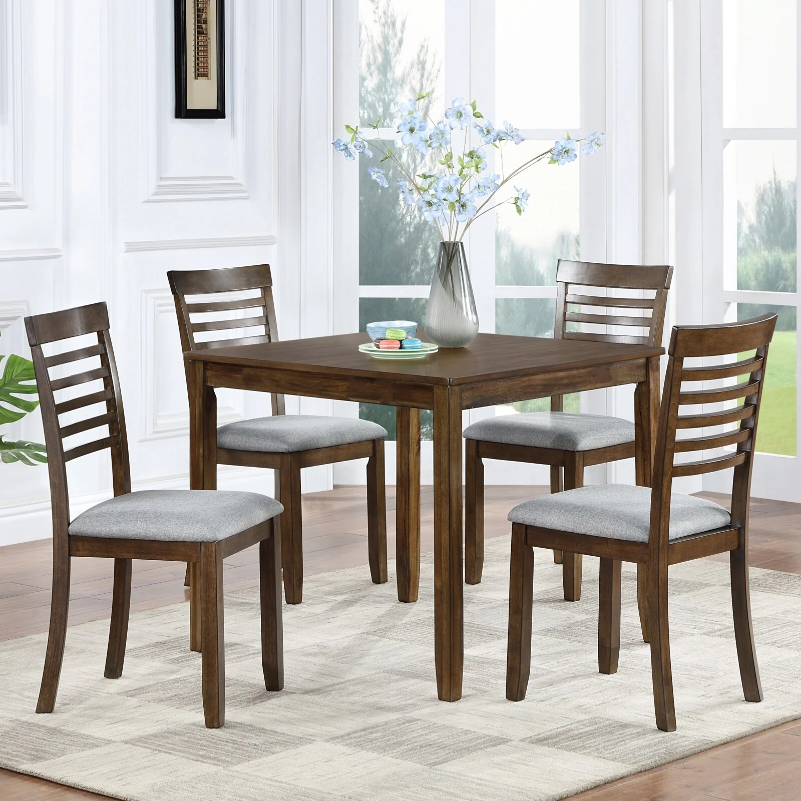 Dining Table for 4 People Kitchen Table with Wood Legs, for Apartment Living Room Dining Room