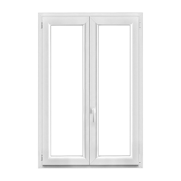 Fenêtre 2 vantaux oscillo-battante, tirant droit double vitrage GoodHome en PVC blanc l.105 x H.148 cm