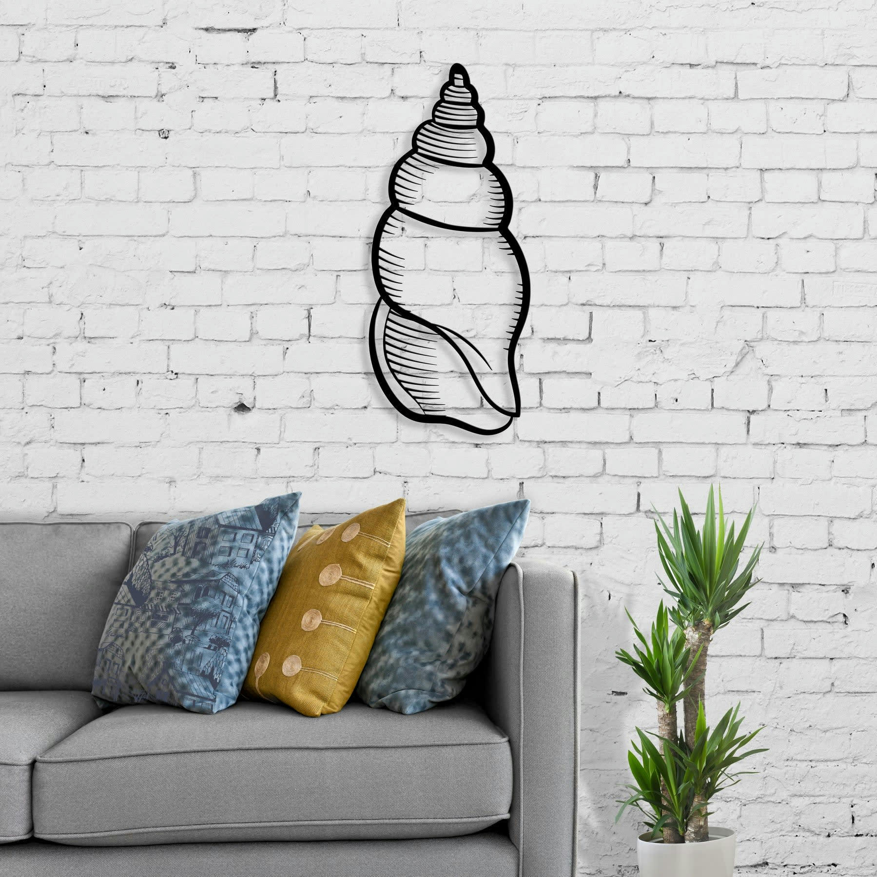 - Déco murale coquillage en métal noir 24x55 cm