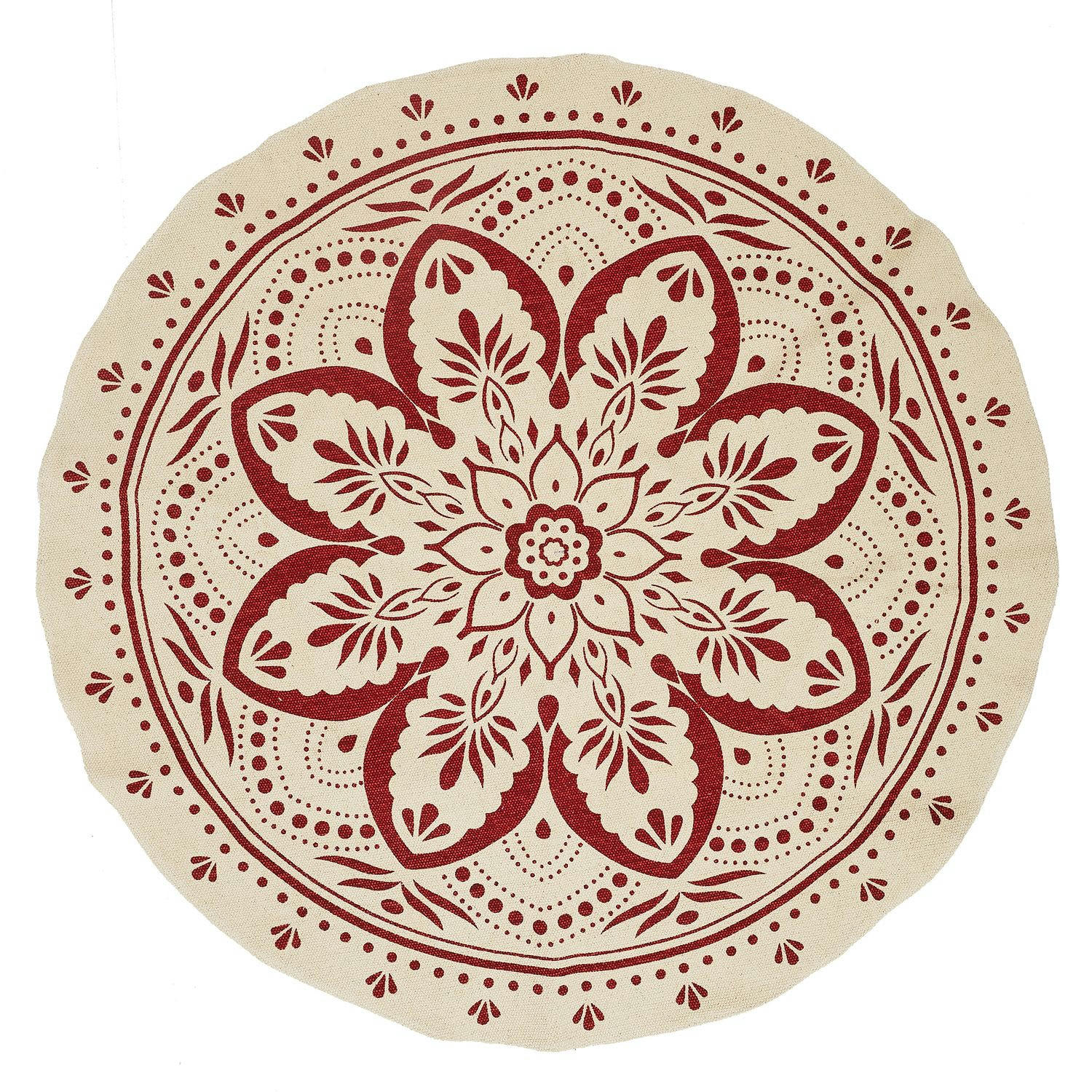 - Tapis rond imprimé mandala d. 120 cm terracotta
