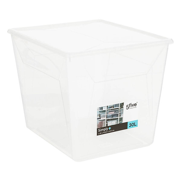 Boîte en plastique transparente 30L Simply  - 5Five