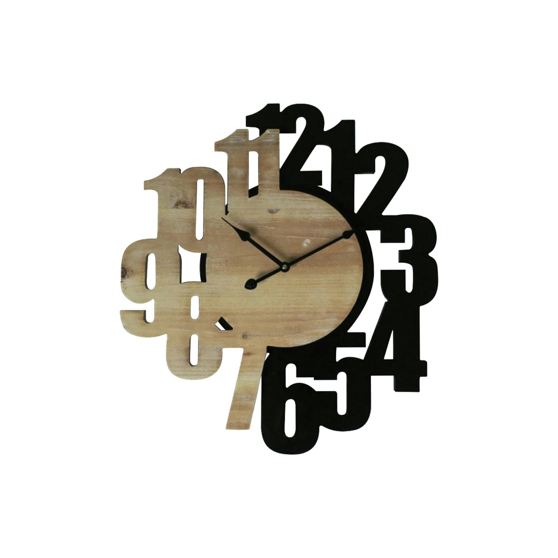 - Horloge murale effet bois sculpté noir et marron 56,5x50 cm