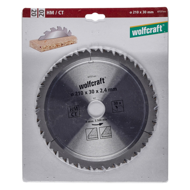 Lame de scie circulaire pour panneaux agglomérés Ø 210 x 30 mm WOLFCRAFT