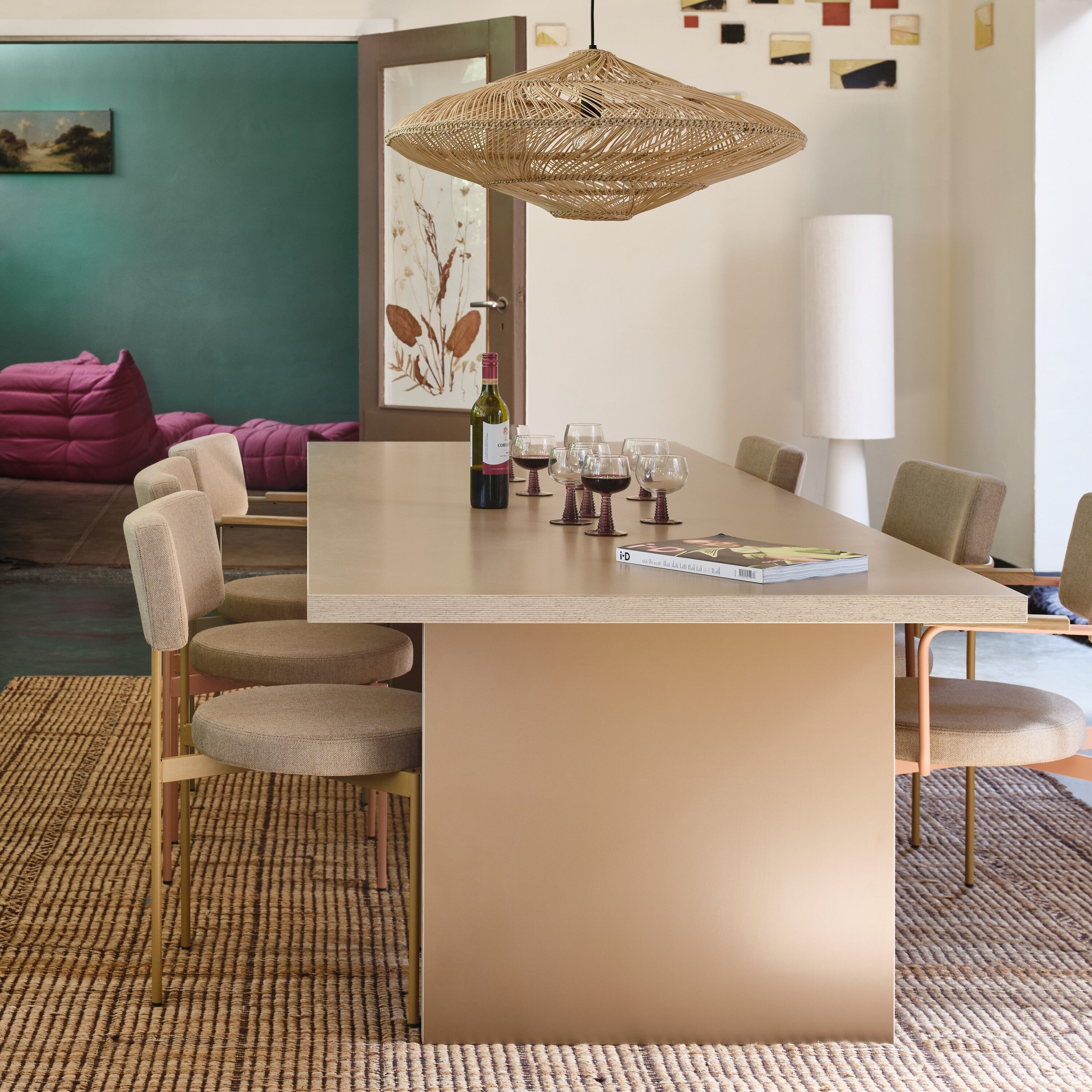 HKliving Dining Table Eettafel - 220 x 90 cm - Cream